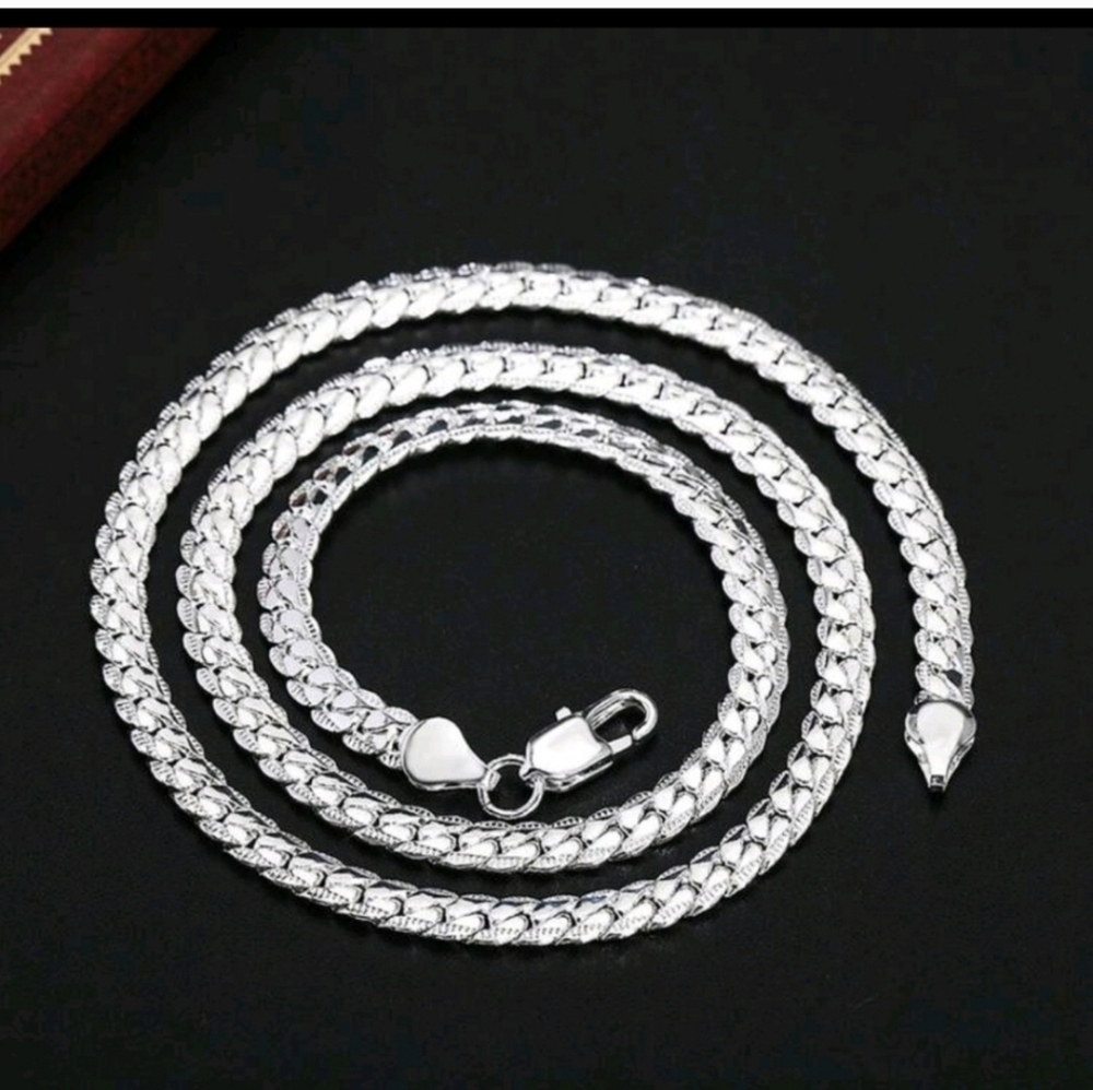 SILVER PLATED FLAT SNAKE CHAIN NECKLACE 24"